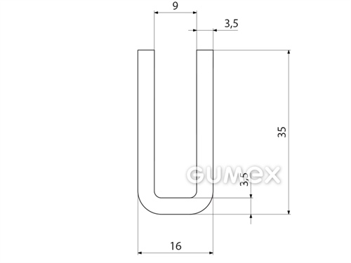 Kompaktní silikonový profil, tvar U - 0517