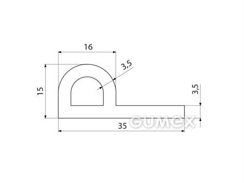 Kompaktní silikonový profil, tvar P s dutinkou - 0191