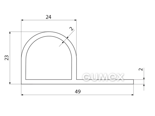 Kompaktní silikonový profil, tvar P s dutinkou - 0191
