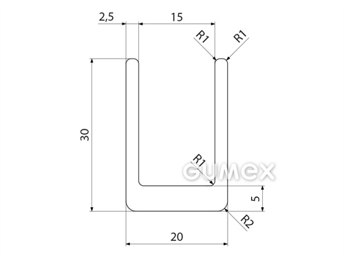 Kompaktní silikonový profil, tvar U - 0517